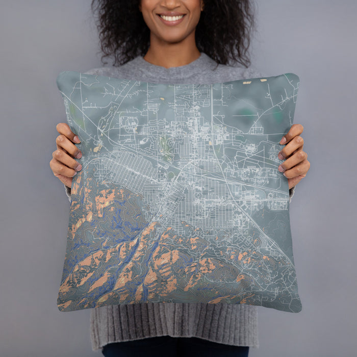 Person holding 18x18 Custom Helena Montana Map Throw Pillow in Afternoon