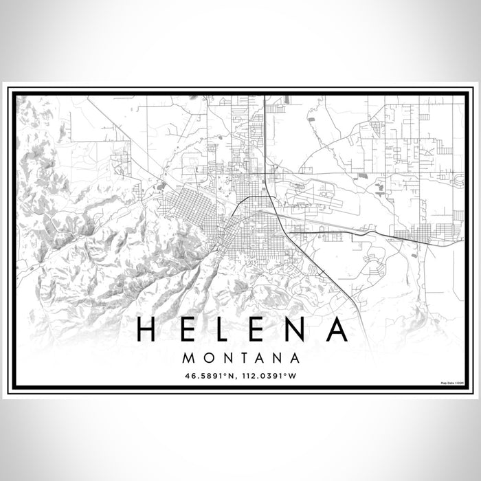 Helena Montana Map Print Landscape Orientation in Classic Style With Shaded Background