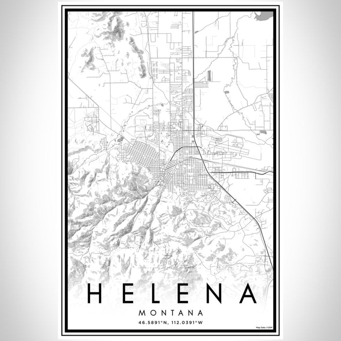 Helena Montana Map Print Portrait Orientation in Classic Style With Shaded Background