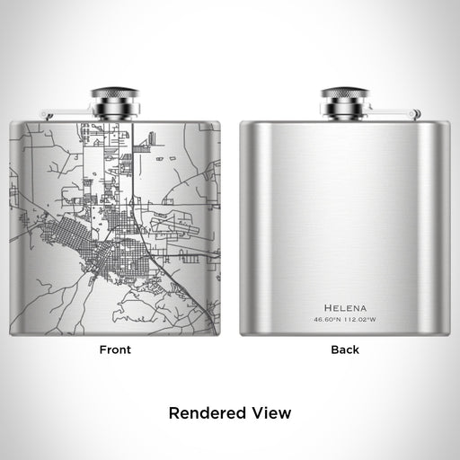 Rendered View of Helena Montana Map Engraving on 6oz Stainless Steel Flask
