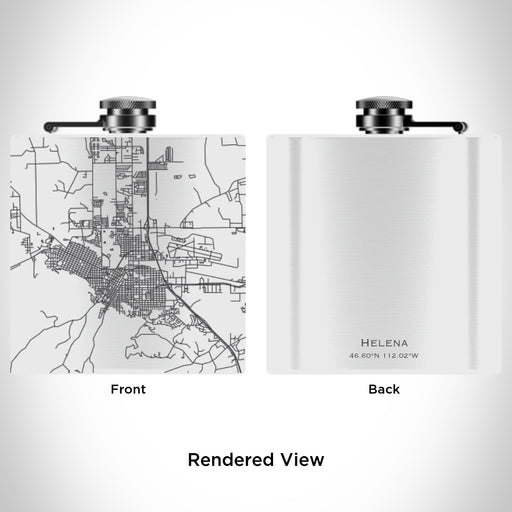 Rendered View of Helena Montana Map Engraving on 6oz Stainless Steel Flask in White