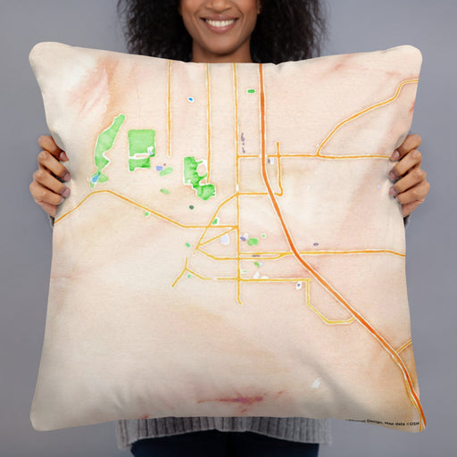 Person holding 22x22 Custom Helena Montana Map Throw Pillow in Watercolor