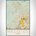 Helotes Texas Map Print Portrait Orientation in Woodblock Style With Shaded Background