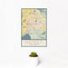 12x18 Hemet California Map Print Portrait Orientation in Woodblock Style With Small Cactus Plant in White Planter