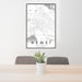 24x36 Hemet California Map Print Portrait Orientation in Classic Style Behind 2 Chairs Table and Potted Plant