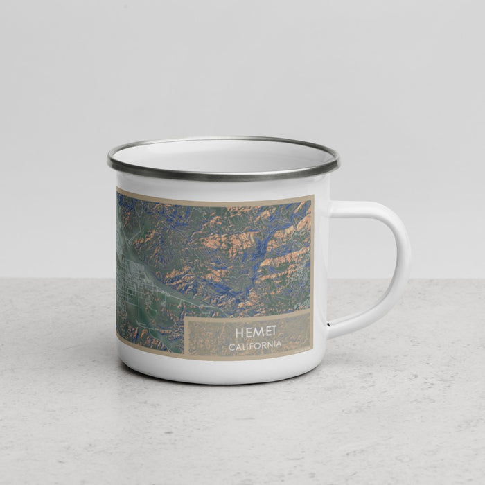 Right View Custom Hemet California Map Enamel Mug in Afternoon