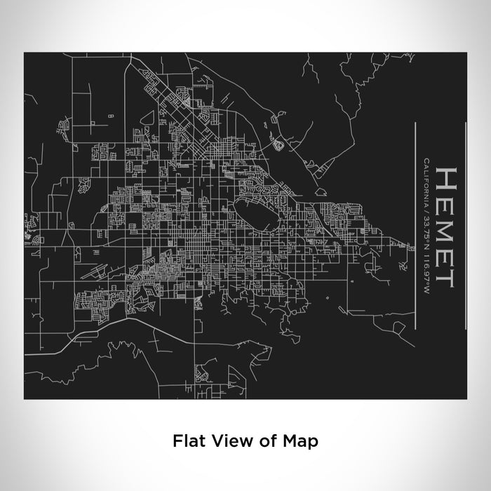 Rendered View of Hemet California Map Engraving on 20oz Stainless Steel Insulated Bottle with Bamboo Top in Black