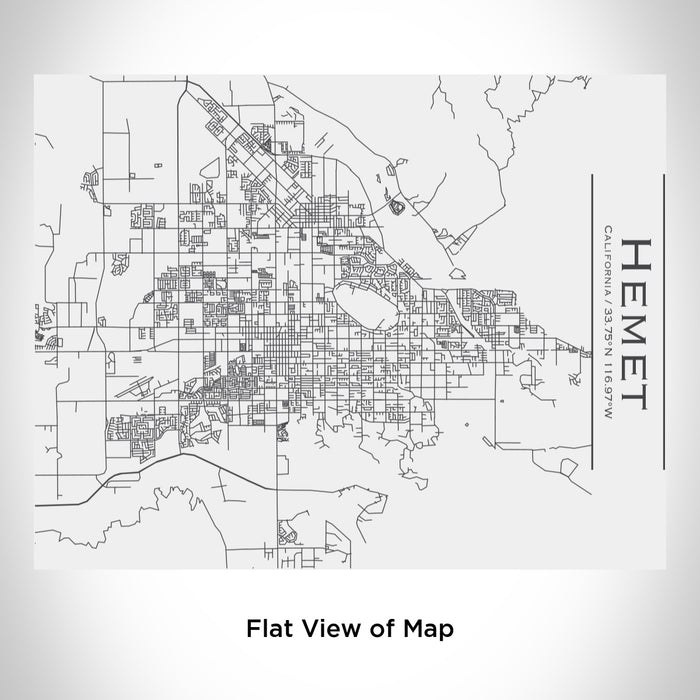 Rendered View of Hemet California Map Engraving on 20oz Stainless Steel Insulated Bottle with Bamboo Top in White