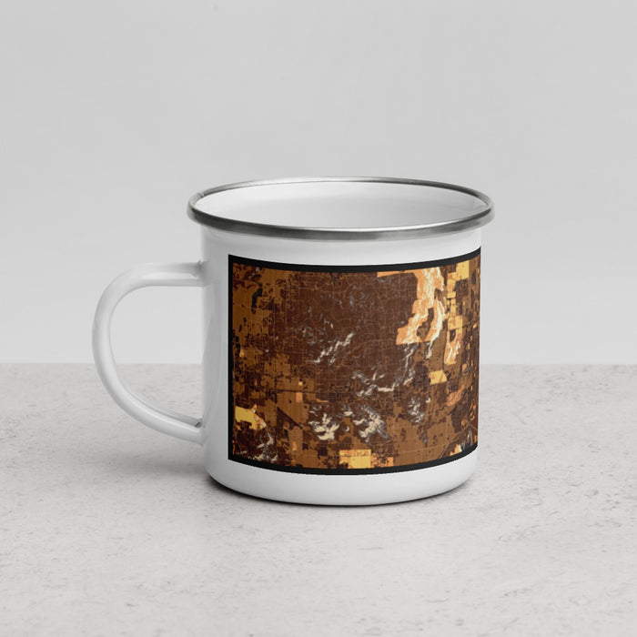 Left View Custom Hemet California Map Enamel Mug in Ember