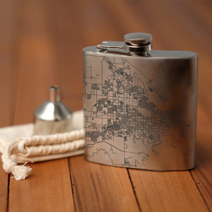 Hemet California Custom Engraved City Map Inscription Coordinates on 6oz Stainless Steel Flask