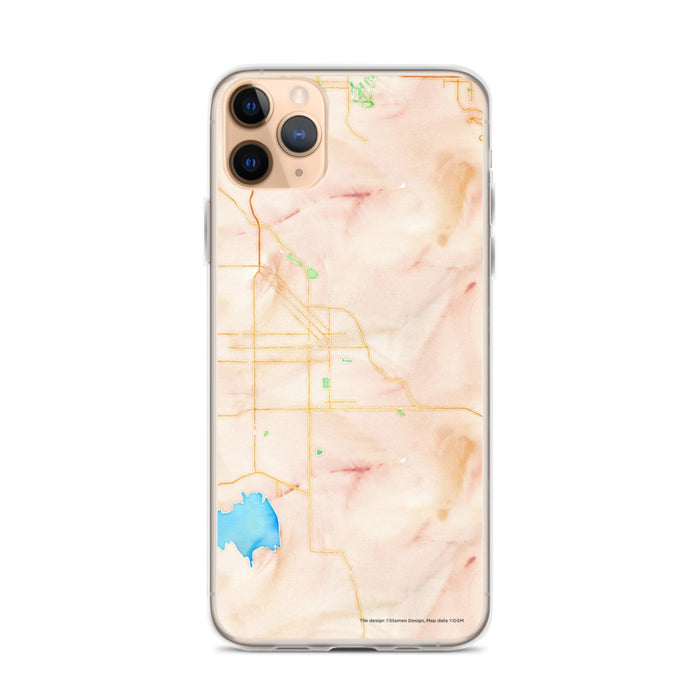 Custom iPhone 11 Pro Max Hemet California Map Phone Case in Watercolor