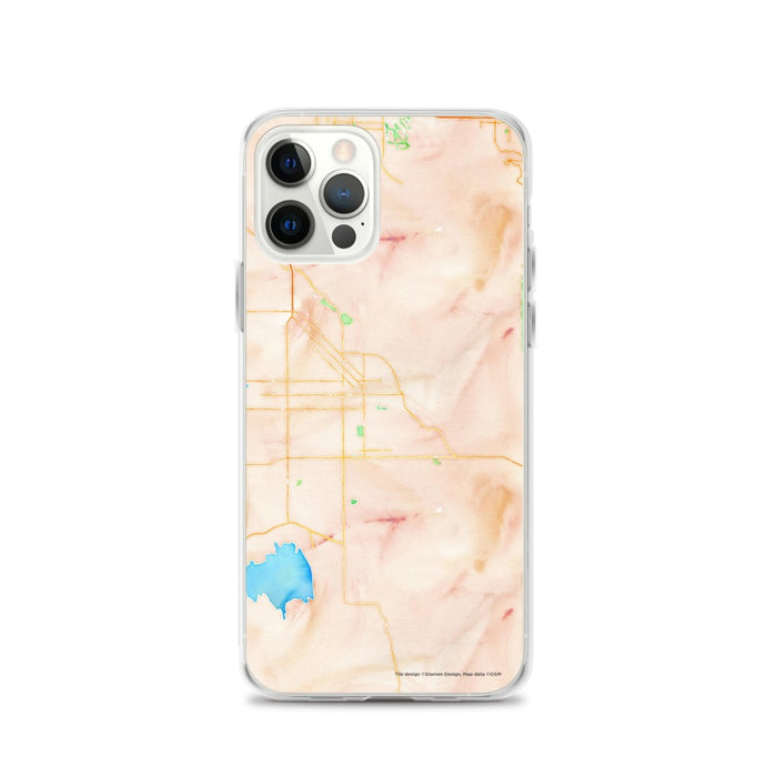 Custom iPhone 12 Pro Hemet California Map Phone Case in Watercolor
