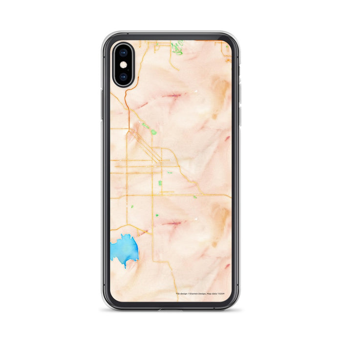 Custom iPhone XS Max Hemet California Map Phone Case in Watercolor