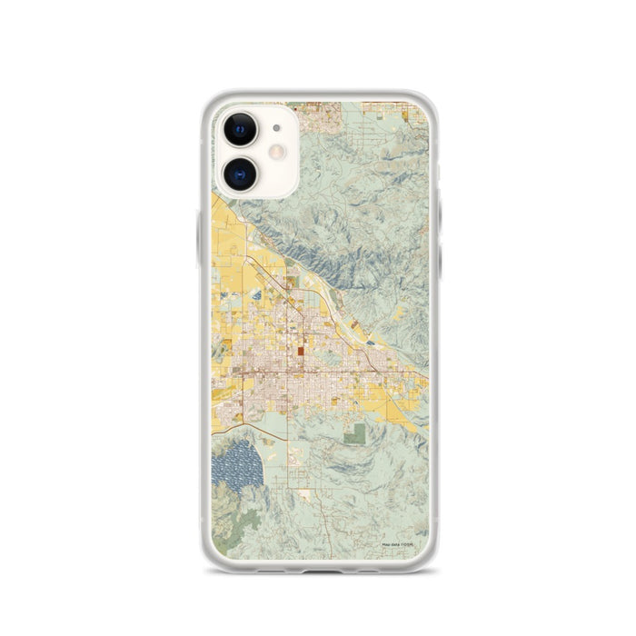 Custom iPhone 11 Hemet California Map Phone Case in Woodblock
