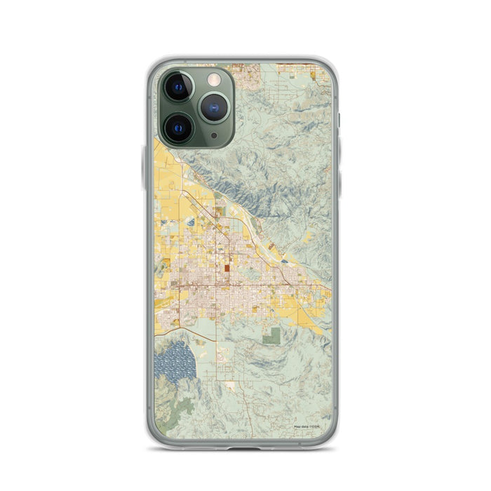 Custom iPhone 11 Pro Hemet California Map Phone Case in Woodblock