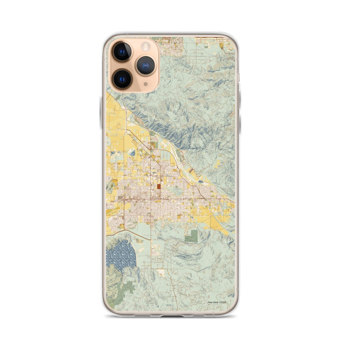 Custom iPhone 11 Pro Max Hemet California Map Phone Case in Woodblock