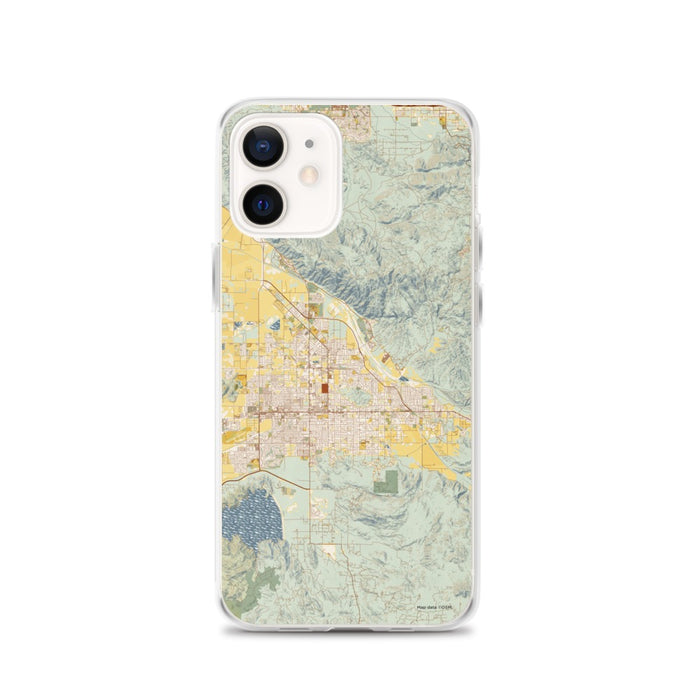 Custom iPhone 12 Hemet California Map Phone Case in Woodblock