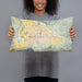 Person holding 20x12 Custom Hemet California Map Throw Pillow in Woodblock