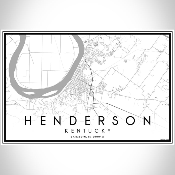 Henderson Kentucky Map Print Landscape Orientation in Classic Style With Shaded Background
