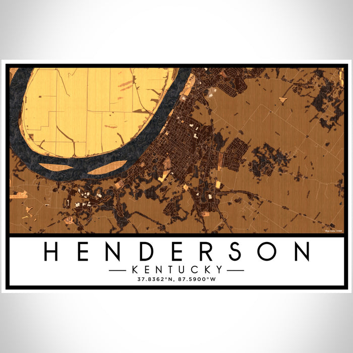 Henderson Kentucky Map Print Landscape Orientation in Ember Style With Shaded Background