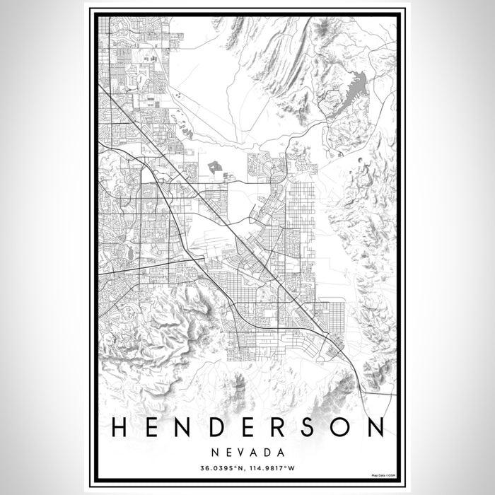 Henderson Nevada Map Print Portrait Orientation in Classic Style With Shaded Background