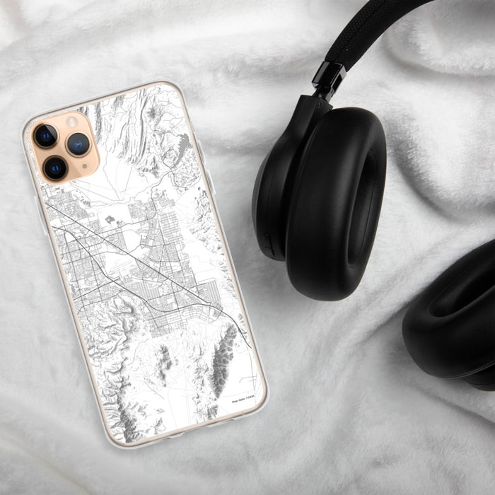 Custom Henderson Nevada Map Phone Case in Classic on Table with Black Headphones