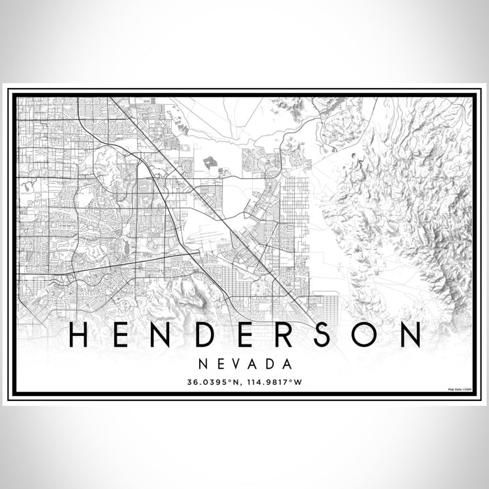 Henderson Nevada Map Print Landscape Orientation in Classic Style With Shaded Background