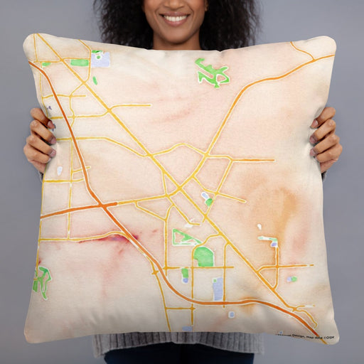 Person holding 22x22 Custom Henderson Nevada Map Throw Pillow in Watercolor