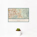 12x18 Henderson Nevada Map Print Landscape Orientation in Woodblock Style With Small Cactus Plant in White Planter