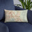 Custom Henderson Nevada Map Throw Pillow in Woodblock on Blue Colored Chair