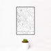 12x18 Hendersonville North Carolina Map Print Portrait Orientation in Classic Style With Small Cactus Plant in White Planter