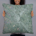 Person holding 22x22 Custom Hendersonville North Carolina Map Throw Pillow in Afternoon