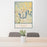 24x36 Hendersonville Tennessee Map Print Portrait Orientation in Woodblock Style Behind 2 Chairs Table and Potted Plant