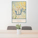 24x36 Hendersonville Tennessee Map Print Portrait Orientation in Woodblock Style Behind 2 Chairs Table and Potted Plant