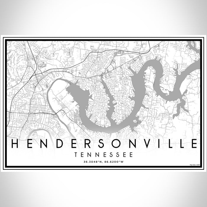 Hendersonville Tennessee Map Print Landscape Orientation in Classic Style With Shaded Background