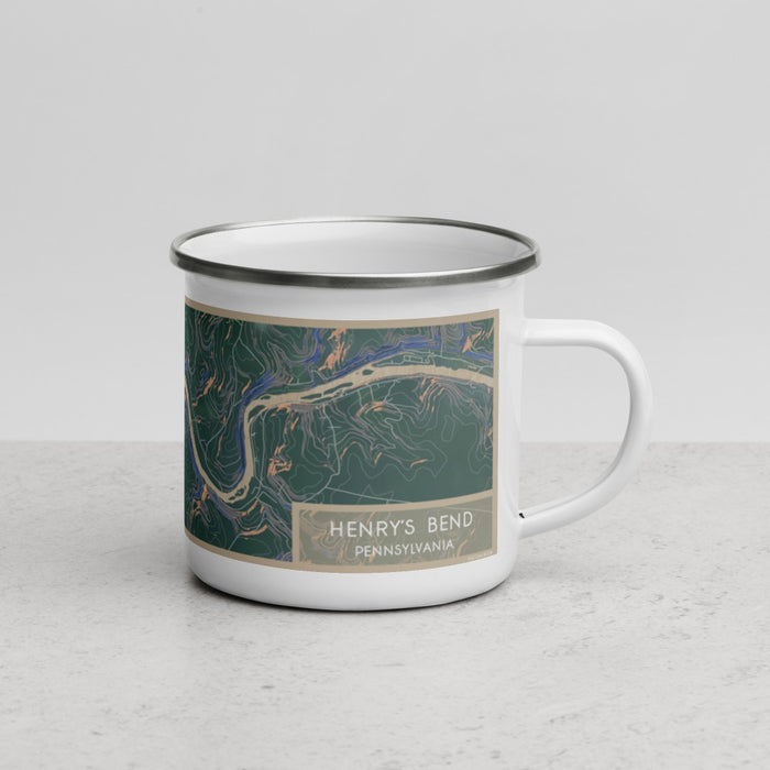 Right View Custom Henry's Bend Pennsylvania Map Enamel Mug in Afternoon