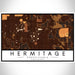 Hermitage Pennsylvania Map Print Landscape Orientation in Ember Style With Shaded Background