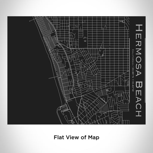 Rendered View of Hermosa Beach California Map Engraving on 20oz Stainless Steel Insulated Bottle with Bamboo Top in Black