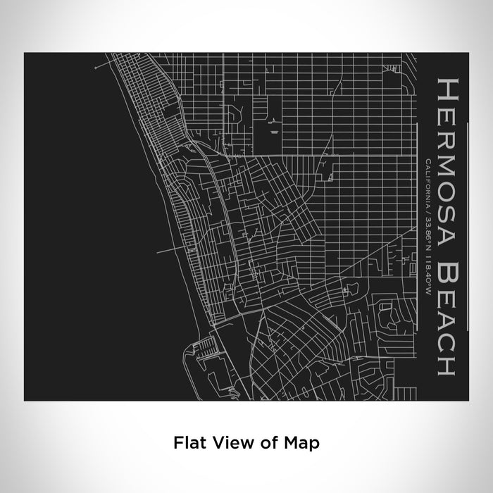 Rendered View of Hermosa Beach California Map Engraving on 20oz Stainless Steel Insulated Bottle with Bamboo Top in Black