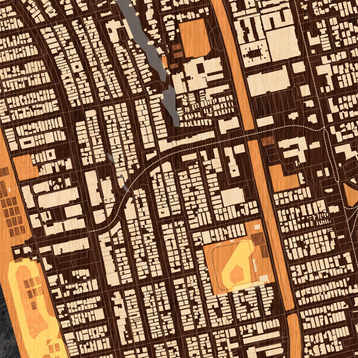 Hermosa Beach California Map Print in Ember Style Zoomed In Close Up Showing Details