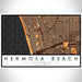Hermosa Beach California Map Print Landscape Orientation in Ember Style With Shaded Background