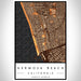 Hermosa Beach California Map Print Portrait Orientation in Ember Style With Shaded Background