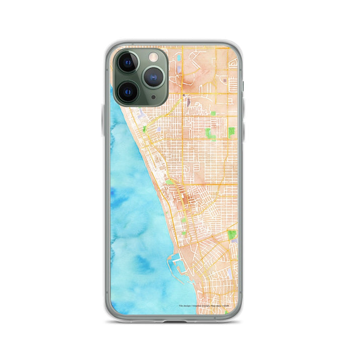 Custom iPhone 11 Pro Hermosa Beach California Map Phone Case in Watercolor