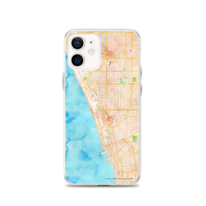 Custom iPhone 12 Hermosa Beach California Map Phone Case in Watercolor