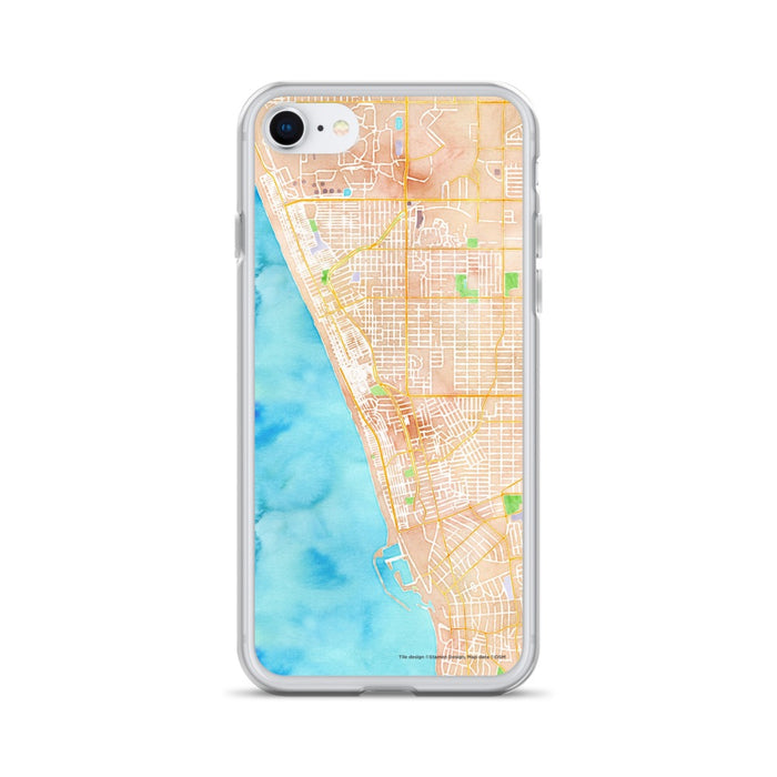 Custom iPhone SE Hermosa Beach California Map Phone Case in Watercolor