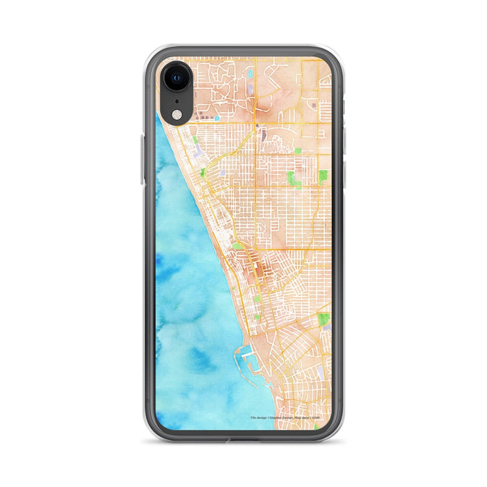 Custom iPhone XR Hermosa Beach California Map Phone Case in Watercolor