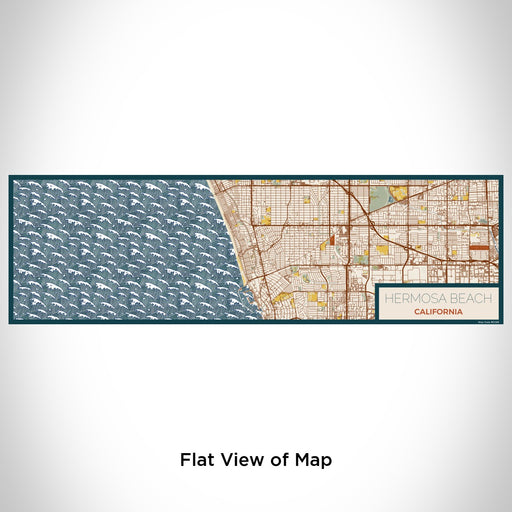 Flat View of Map Custom Hermosa Beach California Map Enamel Mug in Woodblock