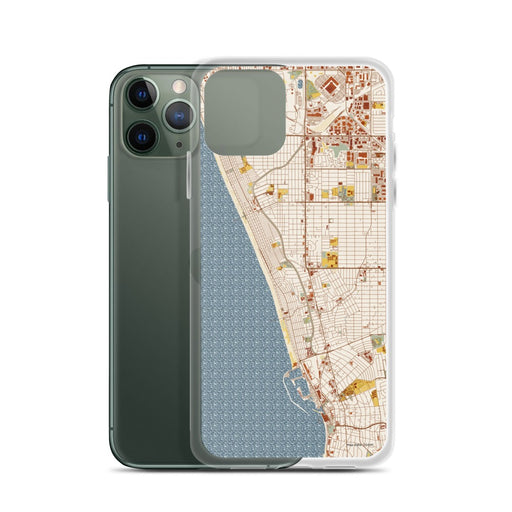 Custom Hermosa Beach California Map Phone Case in Woodblock