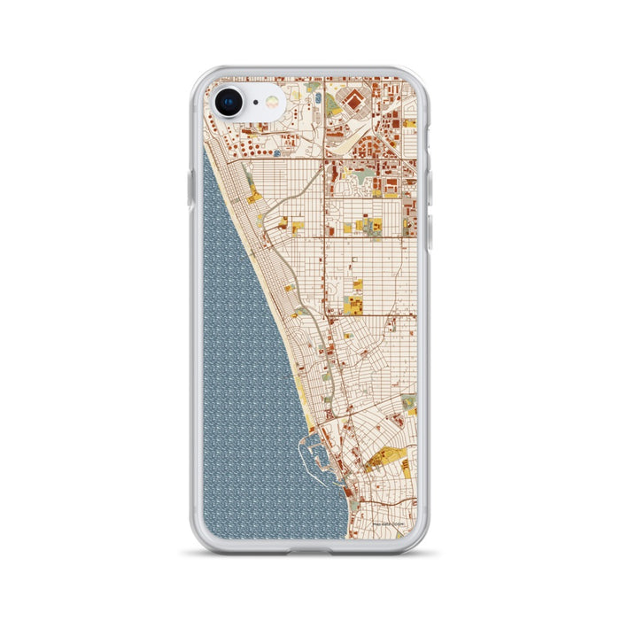Custom iPhone SE Hermosa Beach California Map Phone Case in Woodblock