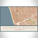 Hermosa Beach California Map Print Landscape Orientation in Woodblock Style With Shaded Background
